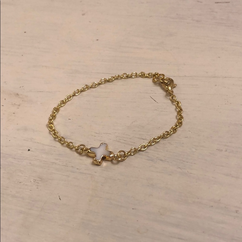 Handmade dainty gold cross bracelet